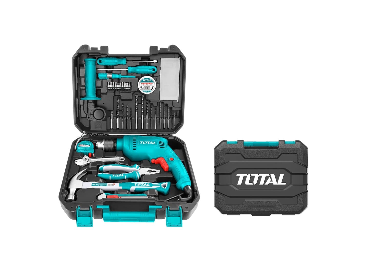 TOTAL 115 Pcs Tools Set + Impact Drill (680W) - THKTHP1152 2