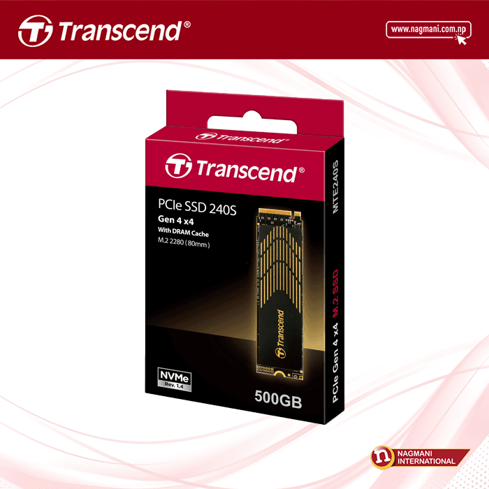 Transcend PCIe NVMe M.2 SuperSpeed SSD - MTE 240s -500 GB 1