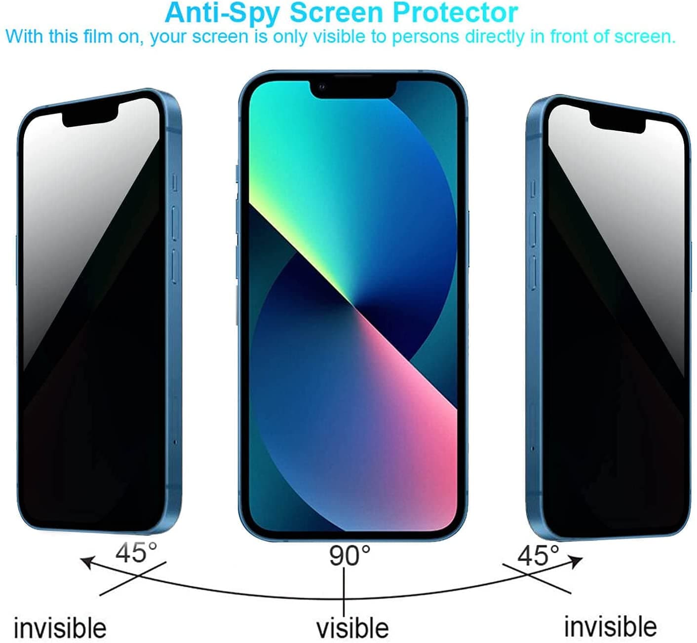 iPhone 13 Pro Screen Protector 9H Hardness Tempered Glass Privacy Anti-Spy 13 10Pcs 2