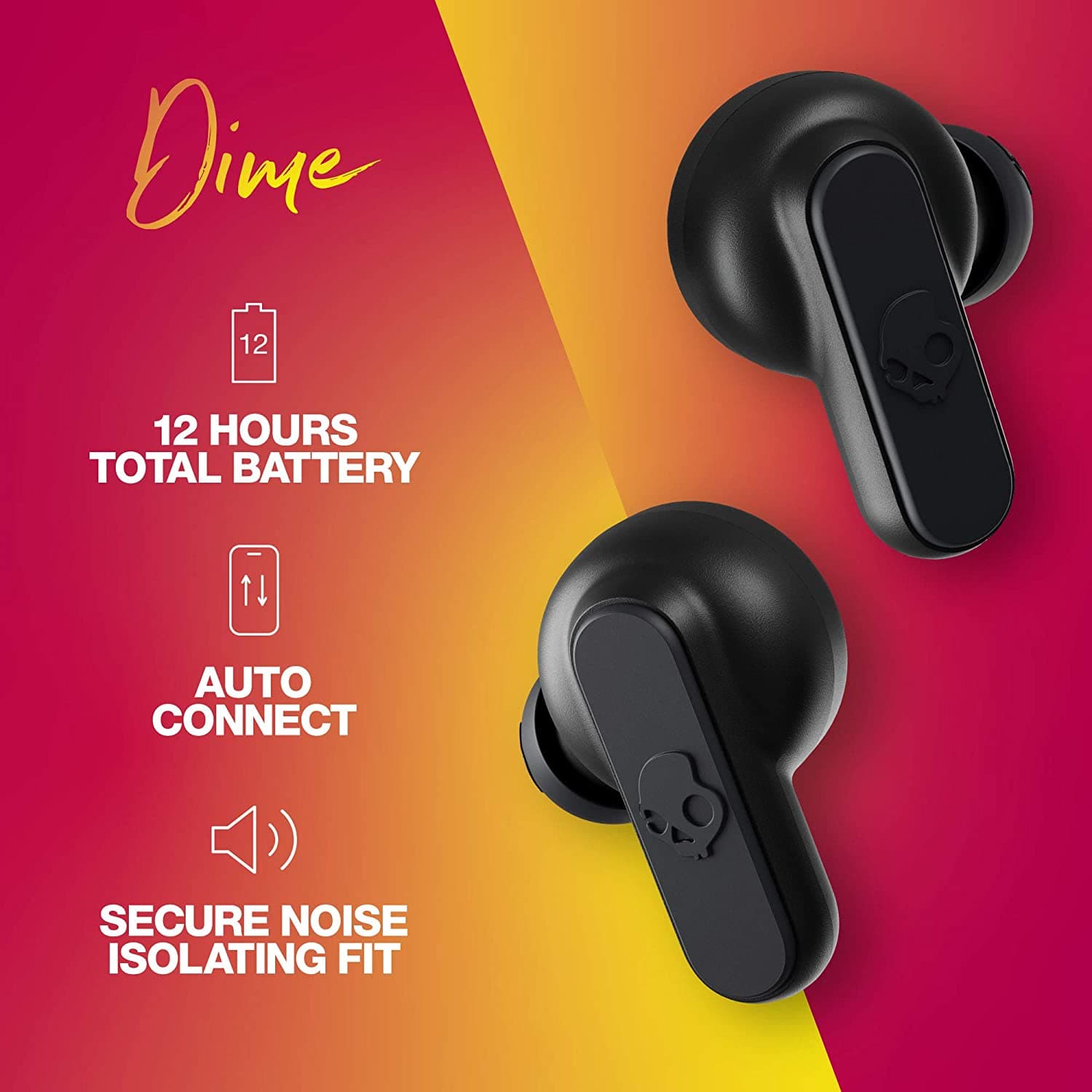 Skullcandy Dime True Wireless In-Ear Bluetooth Earbuds Compatible with iPhone and Android / Charging Case and Microphone / Great for Gym, Sports, and Gaming, IPX4 Water Dust Resistant - Black 6