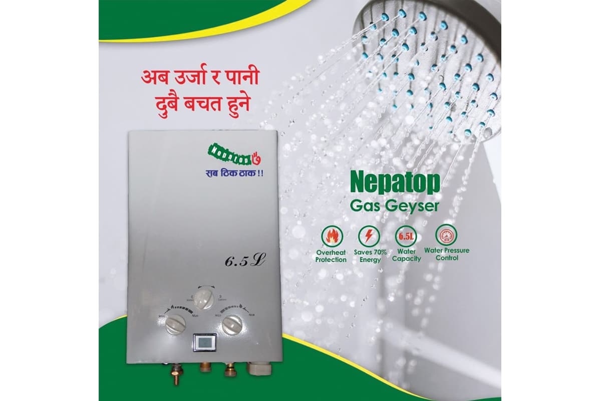 NEPATOP Gas Geyser (White) 6.5L 3
