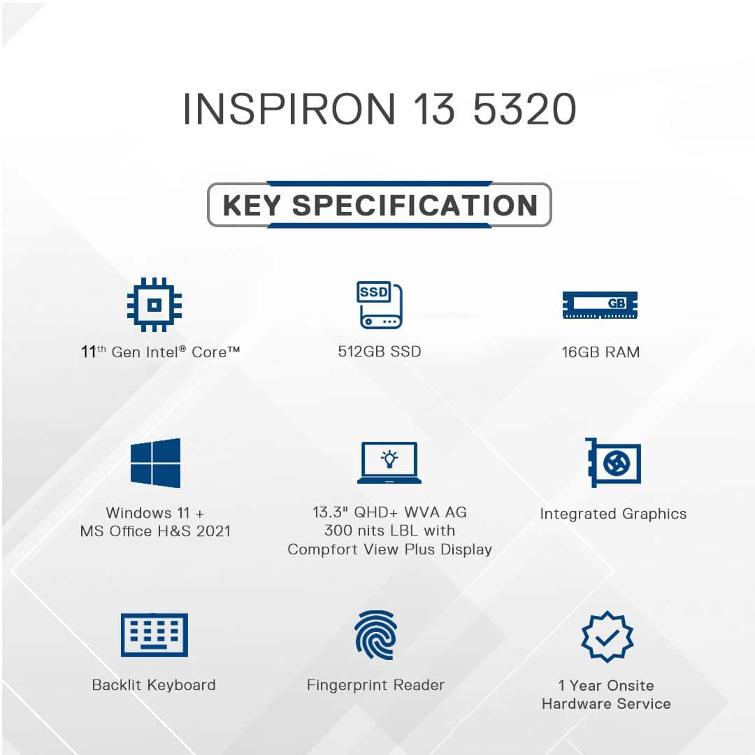 Dell Inspiron 5320 / I5-1145G7 / 16GB RAM / 512 GB SSD / 13.3″ FHD TOUCH 3