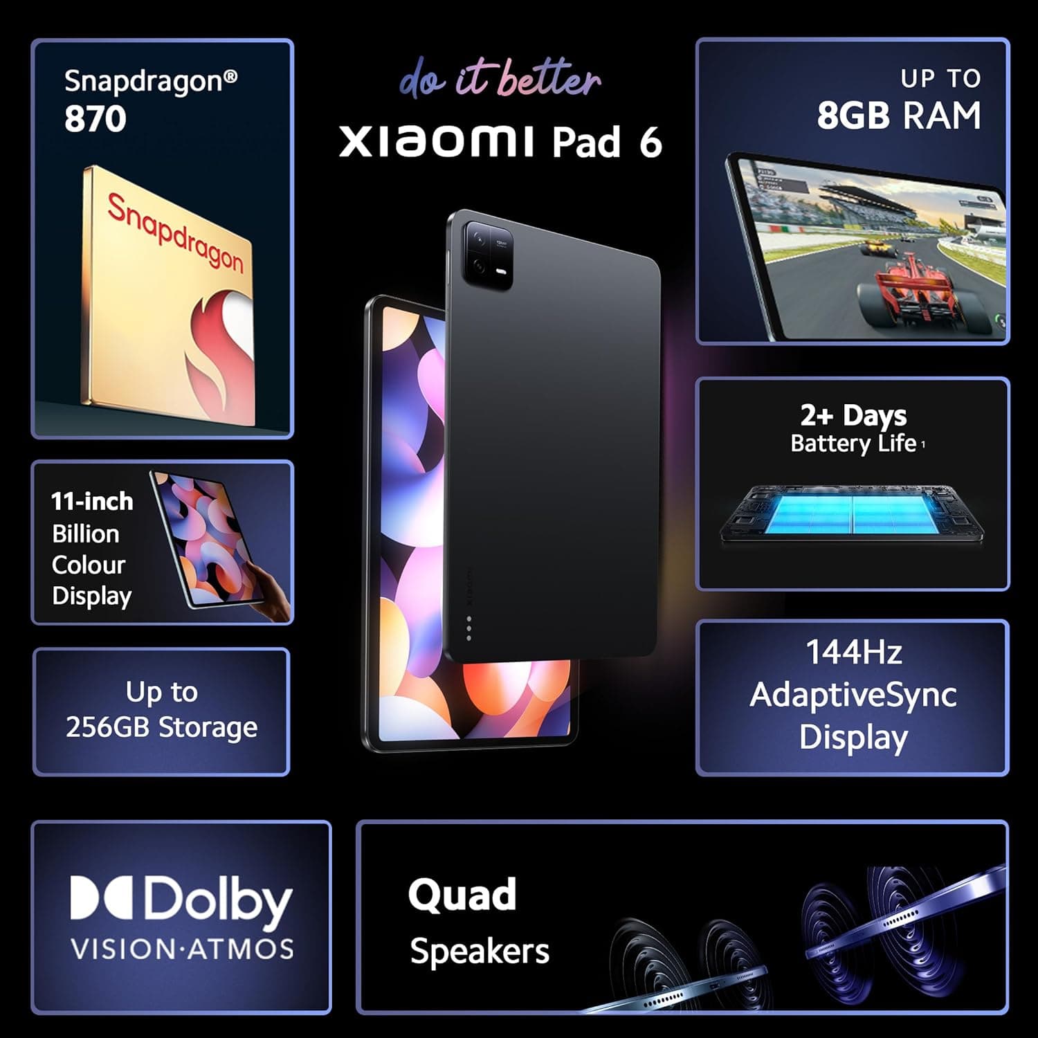 Xiaomi Pad 6 8GB RAM/ 256GB With Snapdragon 870 Processor, 8840mAh Battery Capacity 2