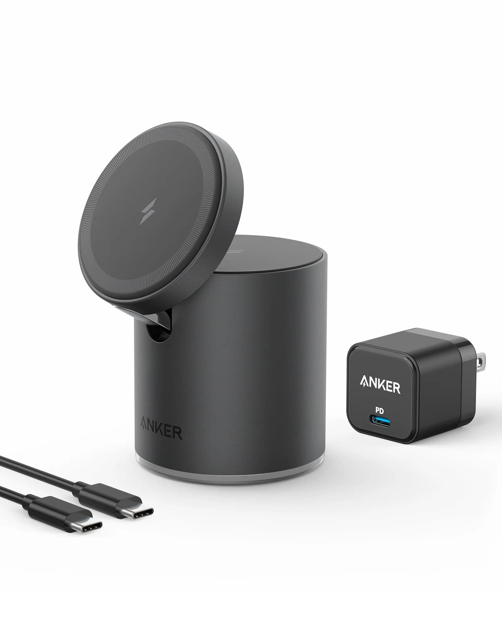 Anker Magnetic Wireless Charger 623 MagGo 2-in-1 Charging Station with 20W USB-C Charger for iPhone 15 series/14/14 Pro/14 Pro Max/13/13 Pro Max AirPods Pro
