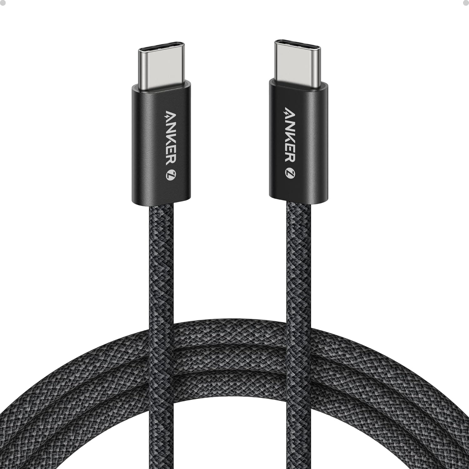 Anker Zolo USB C to USB C Cable Braided and Dirt-Free Type-C Fast Charging Cable (240W) (Black 6FT)