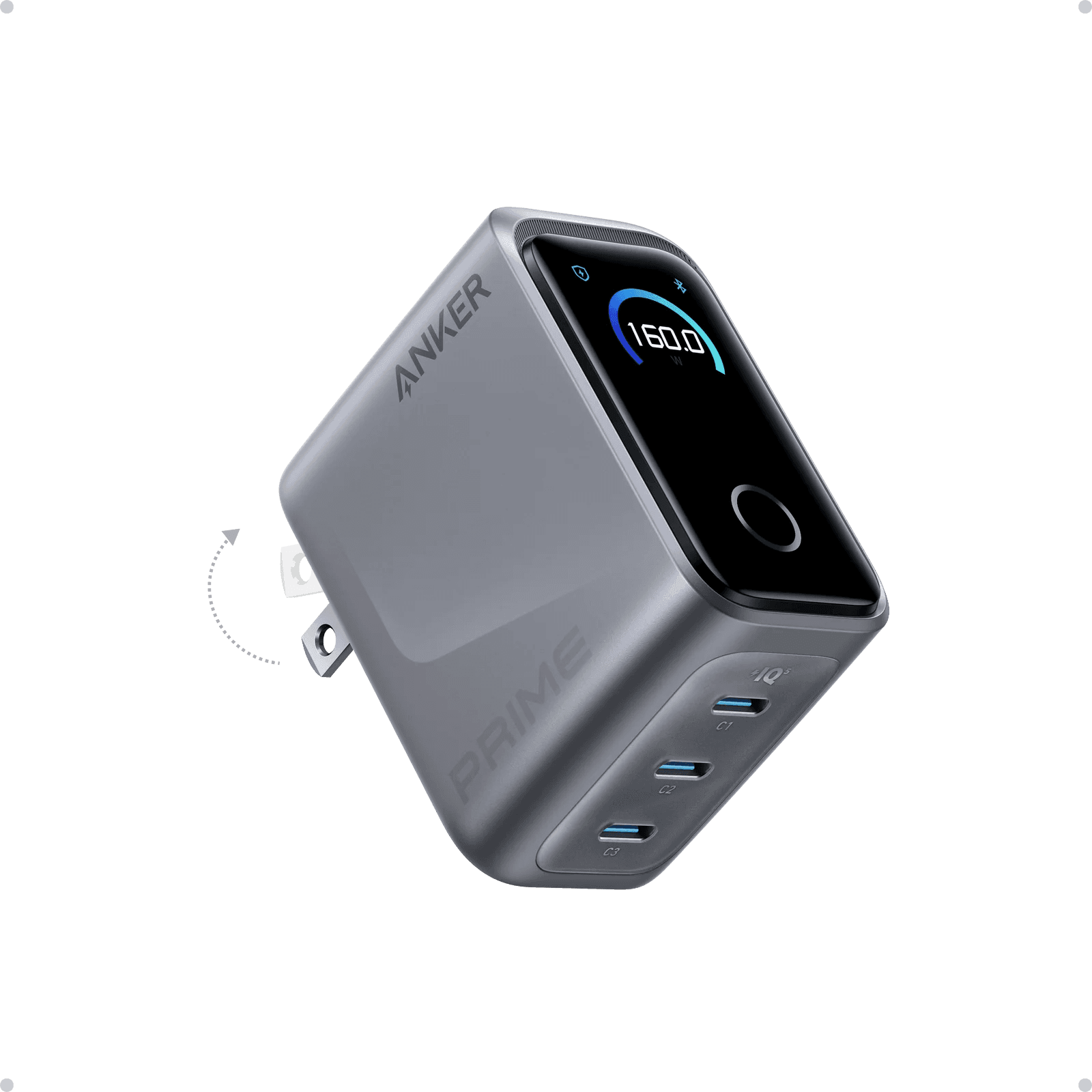 Anker Prime Charger (160W 3 Ports Smart Display)