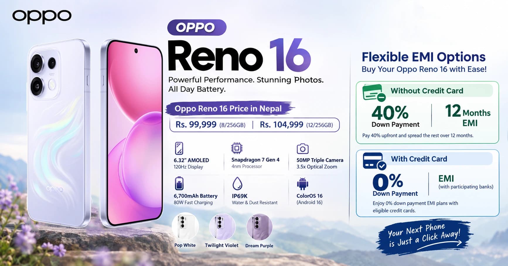 Oppo Reno 16 Price in Nepal, Specifications, Features & EMI