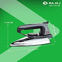 Thumbnail Bajaj DX-2 600W Dry Iron with Advance Soleplate and Anti-Bacterial German Coating Technology, Black 1