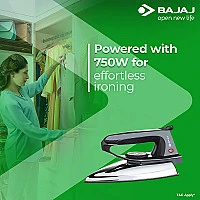 Thumbnail Bajaj DX-2 600W Dry Iron with Advance Soleplate and Anti-Bacterial German Coating Technology, Black Color
