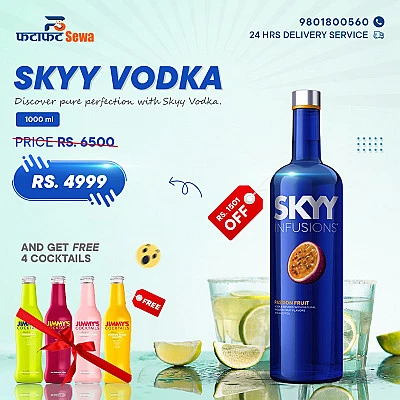 SKYY Vodka 1L 4 with Jimmy's Cocktails 250ML FREE - Buy Online at Best Price