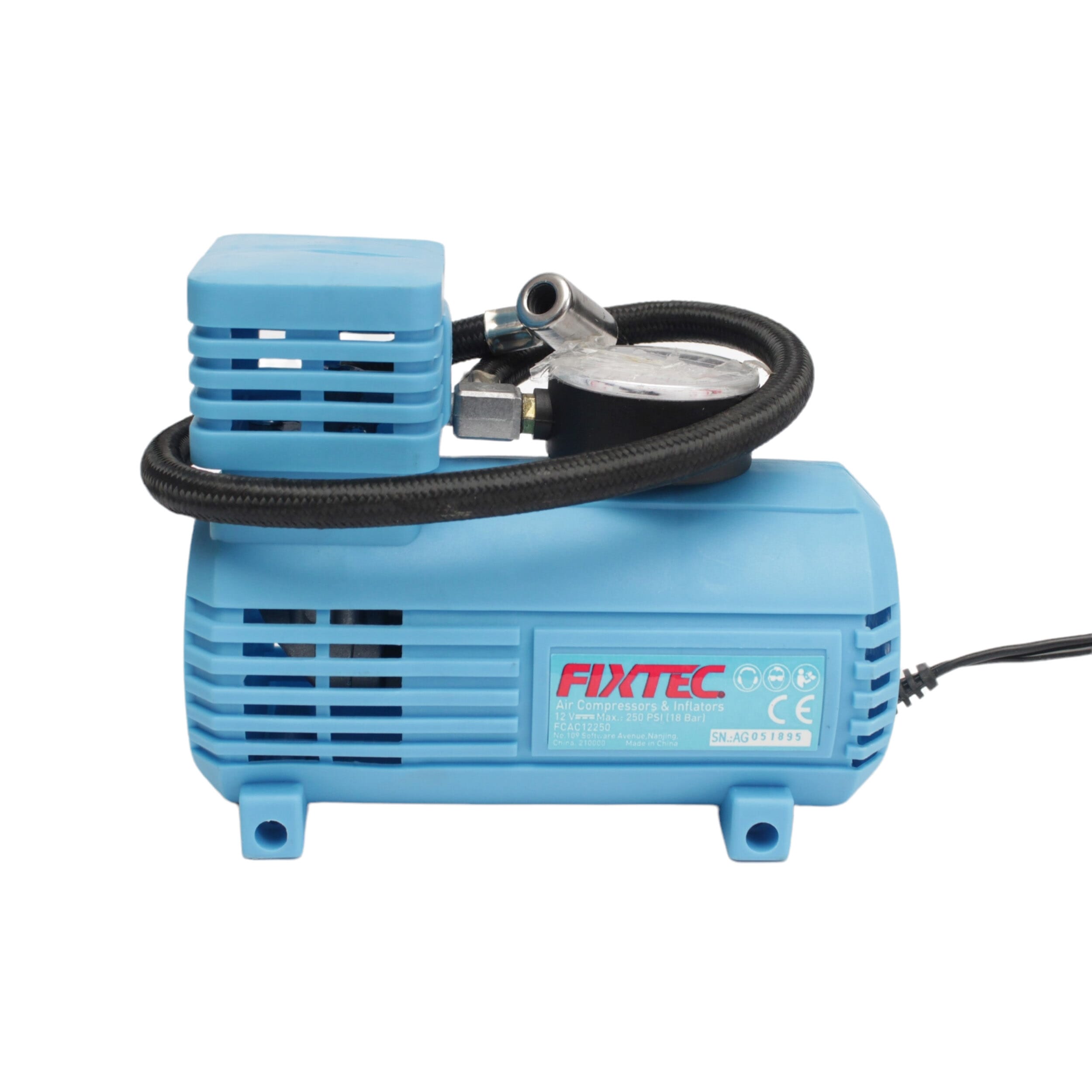 FIXTEC Mini Car Air Compressor 260Psi - High-Pressure 12V Portable