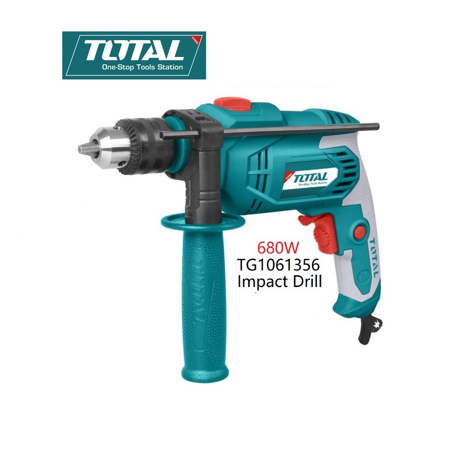 TOTAL Impact Electric Drill Machine Hammer Function - 680W Copper Veritable Speed - Reverse/Forward Option