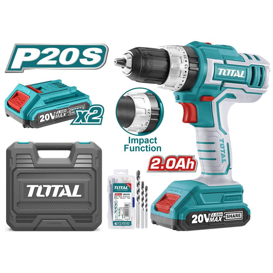 TOTAL 20V Lithium-Ion impact Function drill Machine TIDLI200215