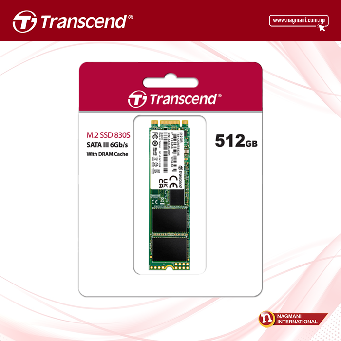 Transcend SATA III - MTS 830 M.2 - 512 GB - 6 gbps - Fatafat Sewa