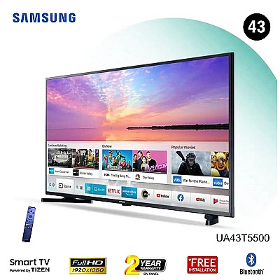 SAMSUNG  UA43T5500 - 43  Full Hd Smart Led Tv With Bluetooth & Google Voice Assistant - Buy Online at Best Price