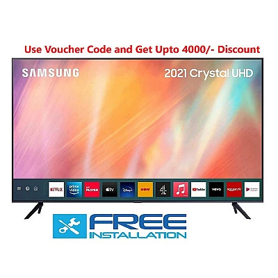 SAMSUNG UA55AU7700 - 55" Crystal UHD 4K Smart LED Tv  (2021) - Buy Online at Best Price