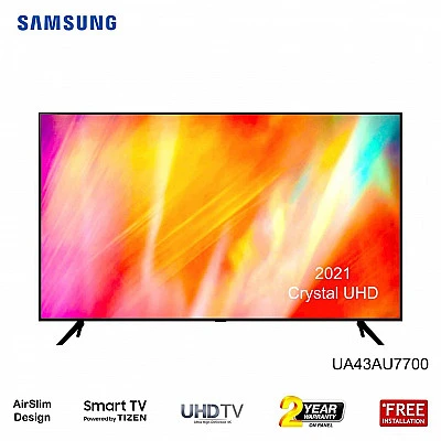 SAMSUNG UA43AU7700 - 43" Crystal UHD 4K Smart LED Tv With Air Slim Design (2021) - Buy Online at Best Price