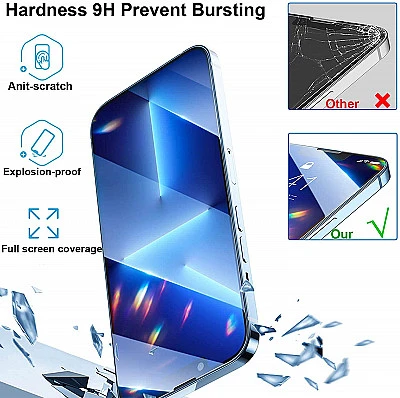 iPhone 13 Screen Protector 9H Hardness Tempered Glass Privacy Anti-Spy 13 10Pcs - Buy Online at Best Price