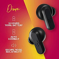 Skullcandy Dime True Wireless In-Ear Bluetooth Earbuds Compatible with iPhone and Android / Charging Case and Microphone / Great for Gym, Sports, and Gaming, IPX4 Water Dust Resistant - Black