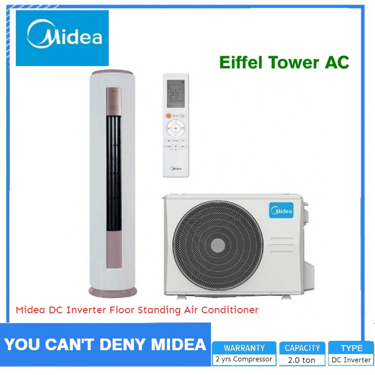 Midea DC Inverter Floor Standing 2.0 ton Air Conditioner (Eiffel Tower AC)