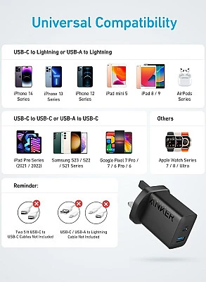 Anker Usb C Plug, iPhone Charger, 2-pack 20W Dual - Buy Online at Best Price