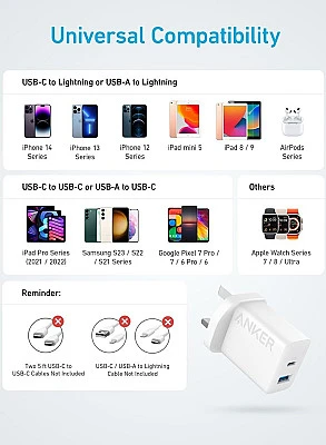 Anker 2-Pack Dual Port USB Fast Wall Charger 20W White - Buy Online at Best Price