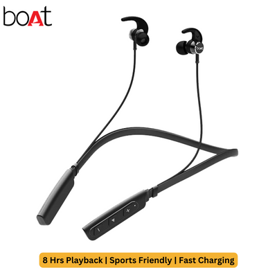 boAt ROCKERZ 235 V2 | Bluetooth Wireless Earphone | Portable Neckband | 8 hrs Long Playback | IPX5 Sweat & water resistance | Fast Charging