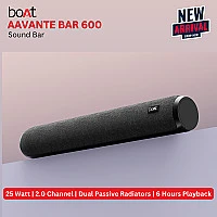 boAt AVANTE BAR 600 | 25W RMS Bluetooth Stereo Sound Bar | Up to 6 Hours Long Playback | 2.0 Channel Soundbar | Dual Passive Radiators | Multi Compatibility - Bluetooth, AUX & USB(upto 32 GB)