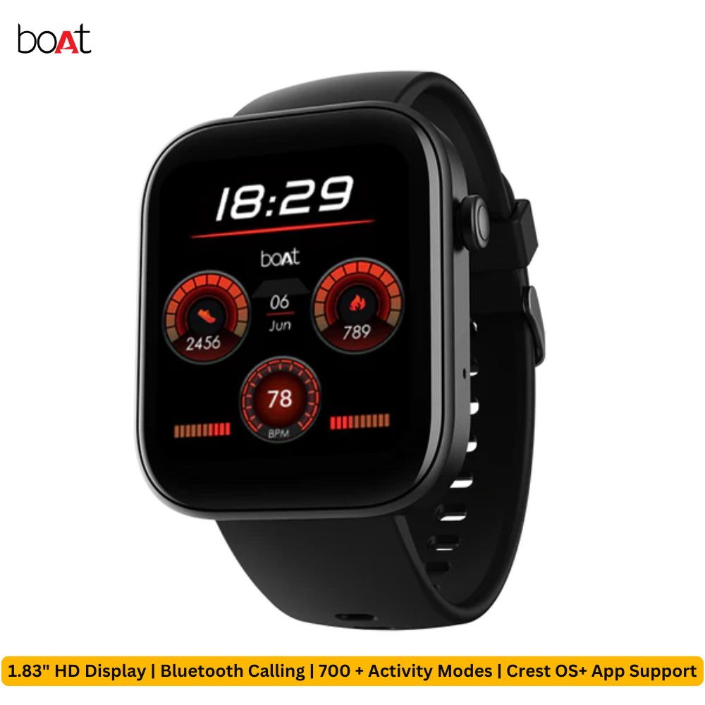 boAt Smartwatch WAVE CALL 2 | Bluetooth Calling | 1.83 Inch HD Display | 700 + Activities Modes | 1000 + Cloud Watch Faces | Crest OS+ App Support