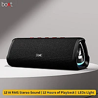 boAt STONE 750 | Portable Bluetooth Speaker |Multi Compatibility |12 Watt |12 Hours Playback |TWS Feature for 2x Output |IPX5 Rating |Type C Charging | LED Lights