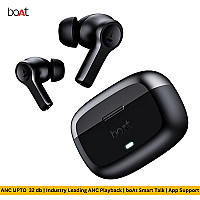 boAt AIRDOPES FLEX 454 ANC |  Premium Wireless Earbuds | 60 Hours of Playback | Industry Leading ANC Playback |   Active Noise Cancellation Upto 32 dB | Multi Connectivity | Smart Features | App Support