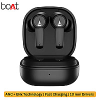 boAt AIRDOPES 411 ANC |  Active Noise-Cancelling Wireless Earbuds | Fast Charging | 17.5 Hours Play Back Time | Touch Control | ENx Technology