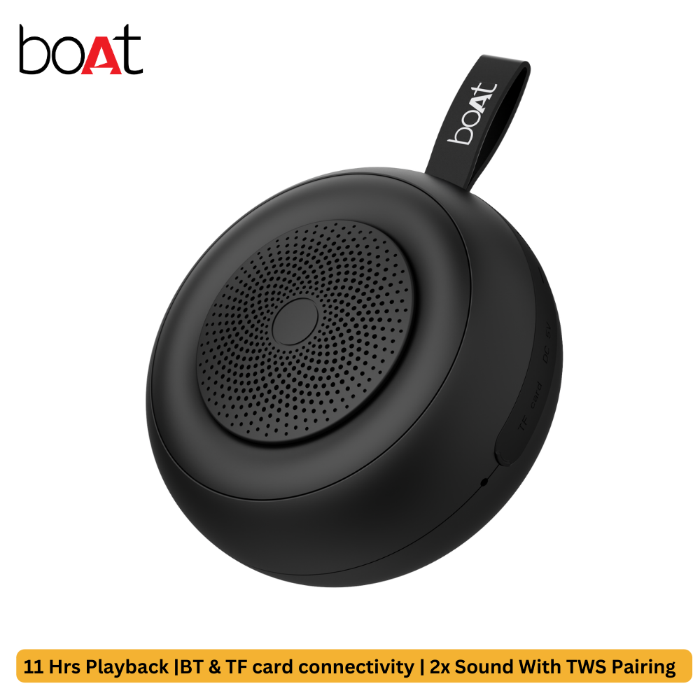 boAt STONE 135 | Portable Bluetooth & TF Card Connectivity Speaker | 5 Watt RMS | 11 Hours of Non Stop Music | TWS Functionality for 2x Output | IPX4