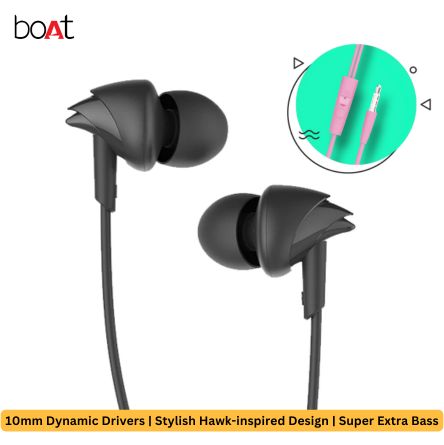 boAt BASSHEADS 100 | 10 MM Dynamic Drivers | Hawk Designed Wired Earphone | Super Extra Bass